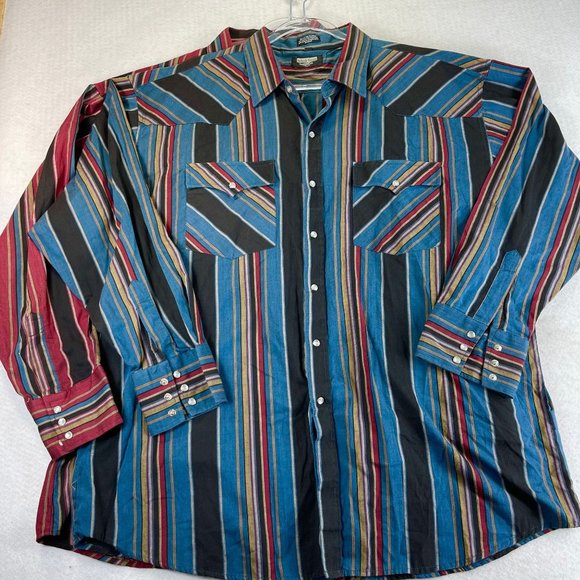 Vintage AUTHENTIC WESTERN YOUNGBLOODS Women 2X Red Blue Multi Striped Shirt Lot - Picture 2 of 15